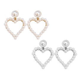 White Pearl Heart Shape Earrings Samsbeauty White Pearl Heart Shape Earrings