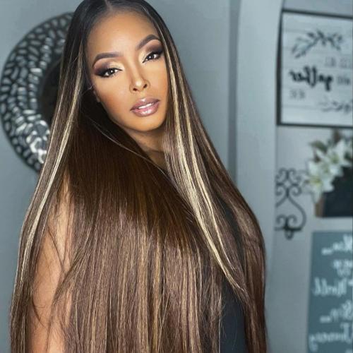 human hair blend lace front brown straight wig. s-l400.jpg main image 4