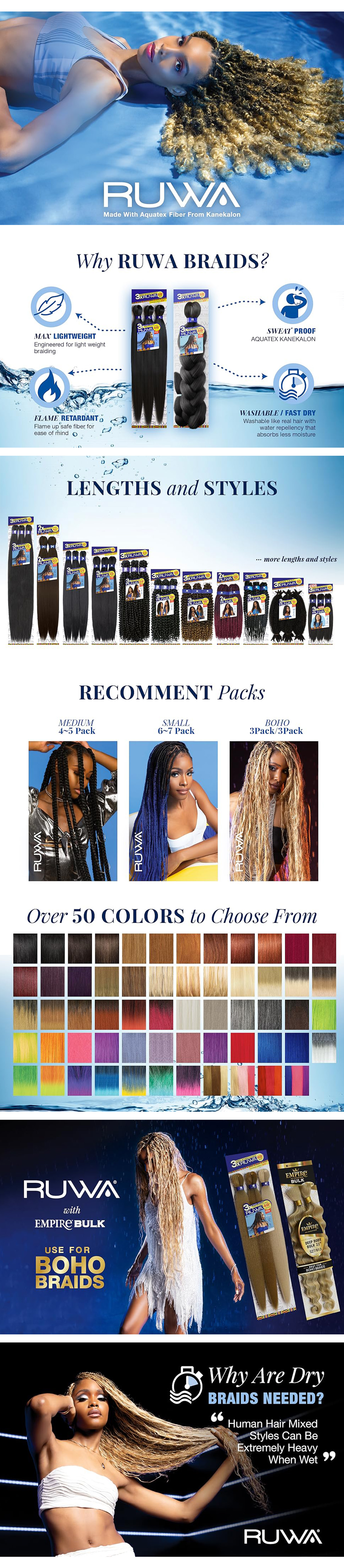 Sensationnel X-Pression 3X Ruwa Pre-Stretched Braids Water Wave 18