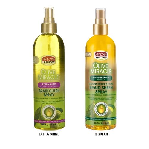 African Pride Olive Miracle Braid Sheen Spray 12oz/ 355ml - SamsBeauty