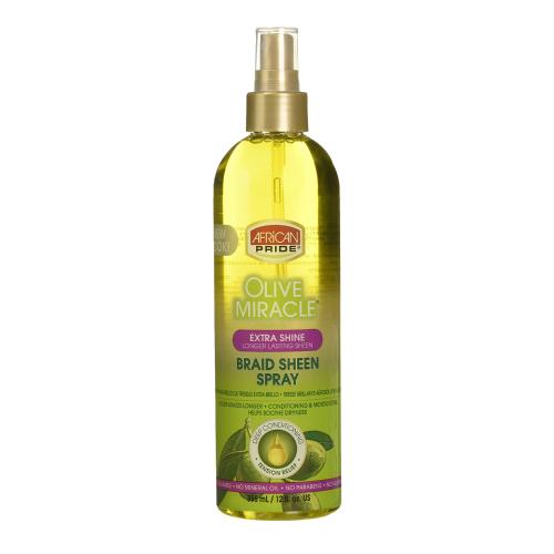 African Pride Olive Miracle Braid Sheen Spray 12oz/ 355ml - SamsBeauty