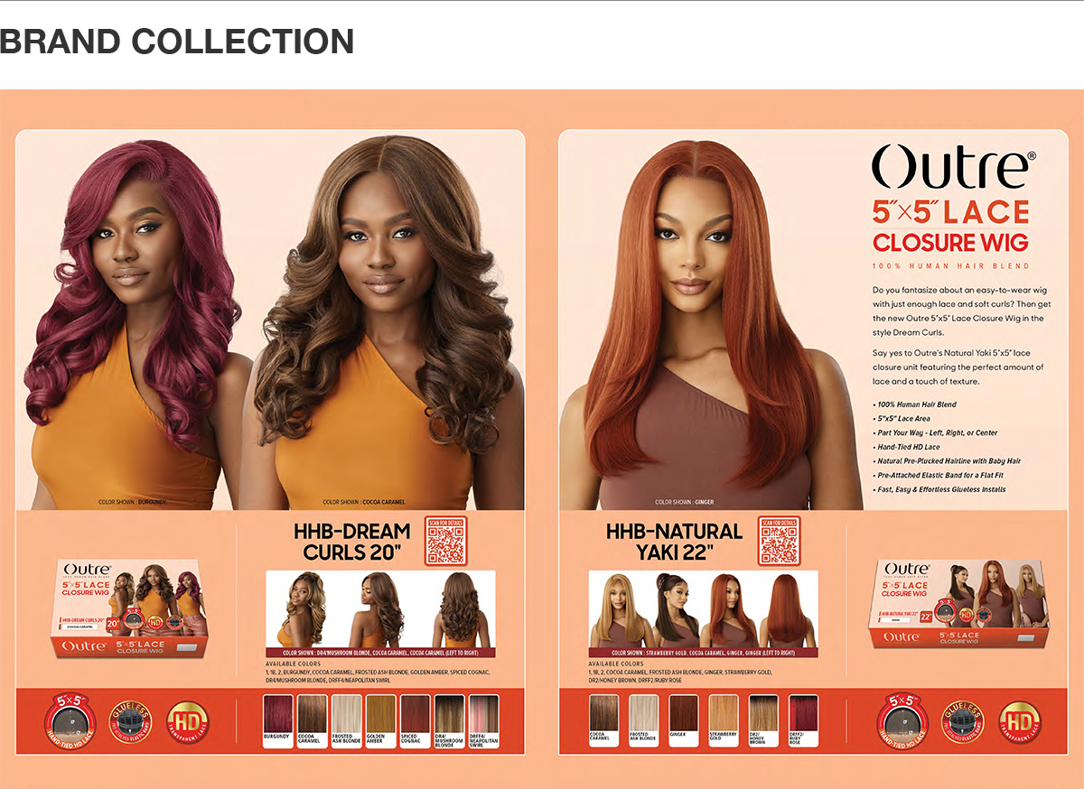 Outre Human Hair Blend Glueless HD 5X5 Lace Front Closure Wig HHB