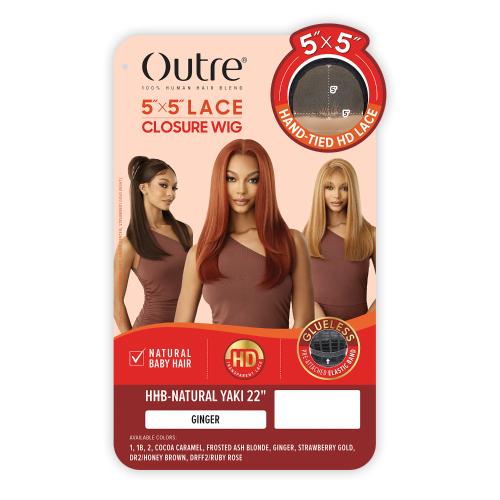 Outre Human Hair Blend Glueless HD 5X5 Lace Front Closure Wig HHB