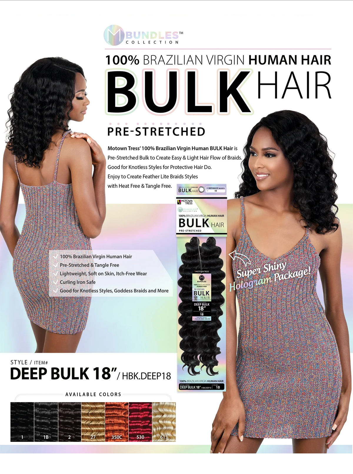 Motown Tress Brazilian Virgin Human Hair Braids Pre-Stretched Deep