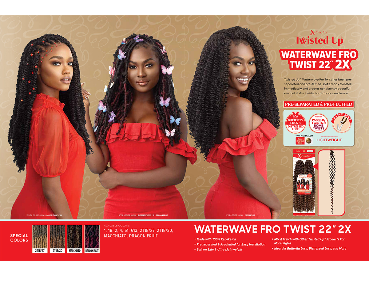 Outre Crochet Braids X-Pression Twisted Up Water Wave Fro Twist 22