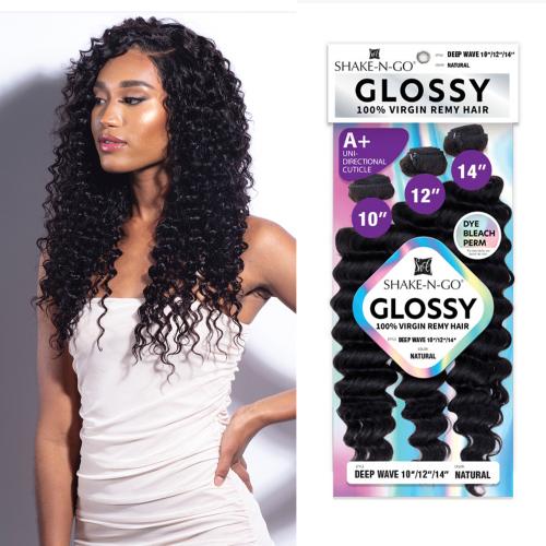 Shake-N-Go Virgin Remy Hair Weave Glossy 3 Bundles Deep Wave  display picture 3