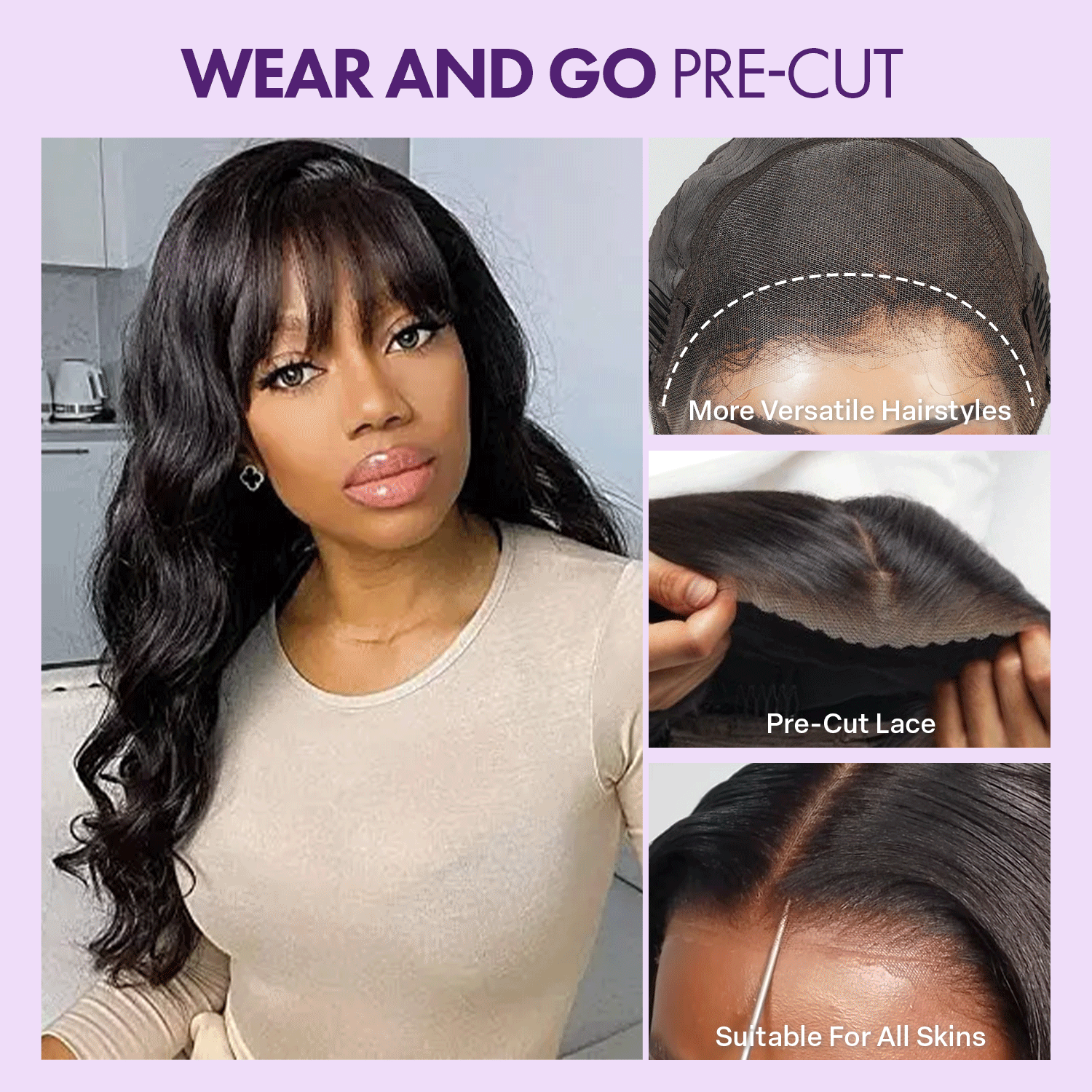 Full Base Lace Front Synthetic Half Wig Clip In Bundle Glueless Upscale 100% Human Hair Pre Plucked Glueless 360 Invisible  main image 2