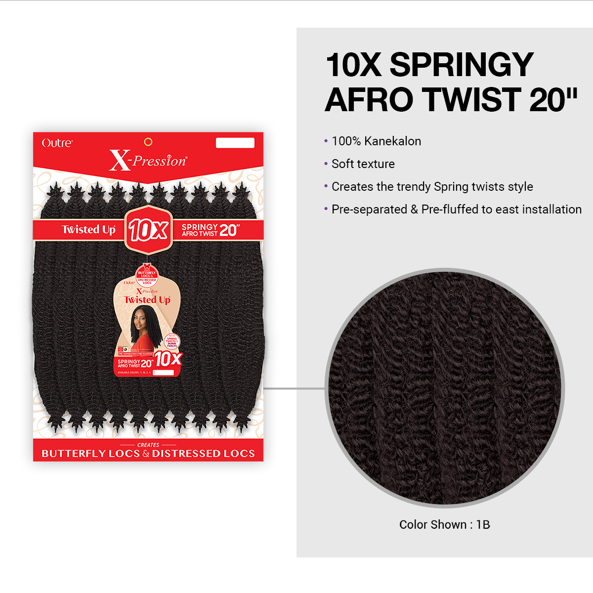 Outre Crochet Braids X-Pression Twisted Up 10X Springy Afro Twist