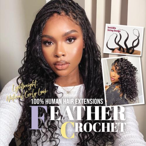 Janet Collection Human Hair Crochet Braids Feather Crochet Afro