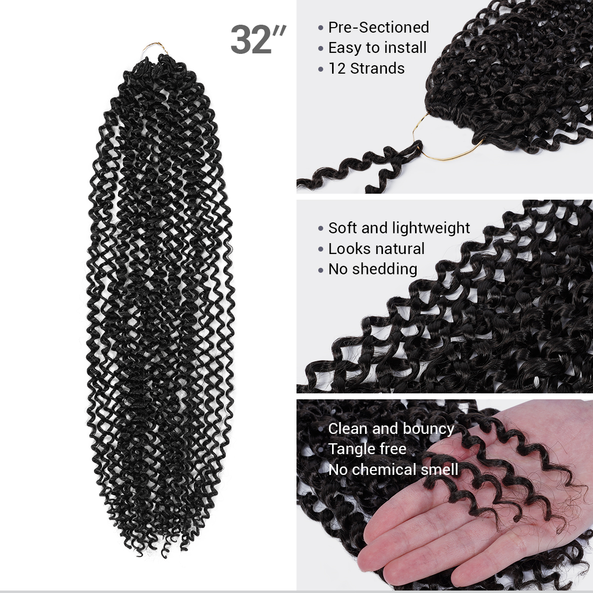Authentic Synthetic Hair Crochet Braids 6X Value Pack Water Wave