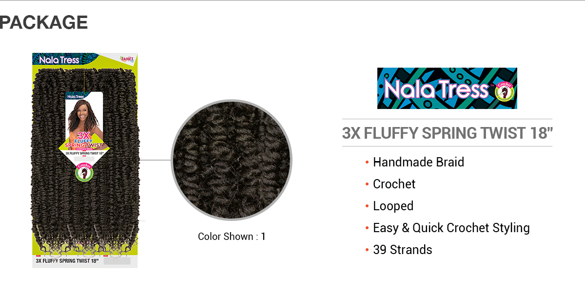 Janet Collection Crochet Braids Nala Tress 3X Fluffy Spring Twist