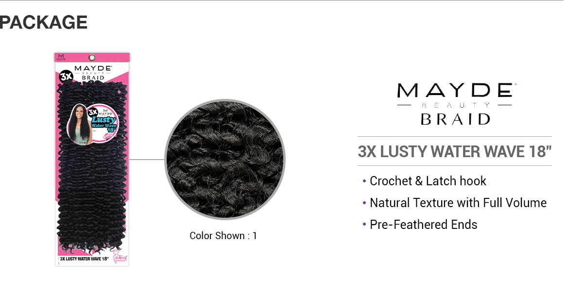 Mayde Beauty Crochet Braids 3X Lusty Water Wave 18