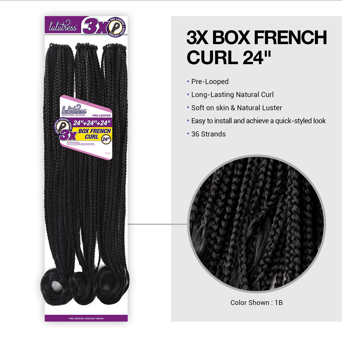 ヴェールトリートメント、スパクレンズ　3本セット Sensationnel Crochet Braids Lulutress Pre-Looped 3X Box French